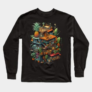 Crazy Pineaple Dream House Cool Isometric Game design Long Sleeve T-Shirt